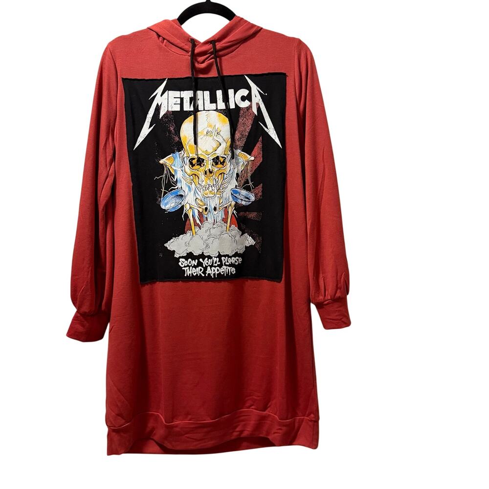 Metallica dress upcycle with hood with side pockets